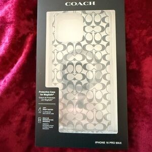 Coach Signature Pattern Case for iPhone 16 Pro Max - Gray